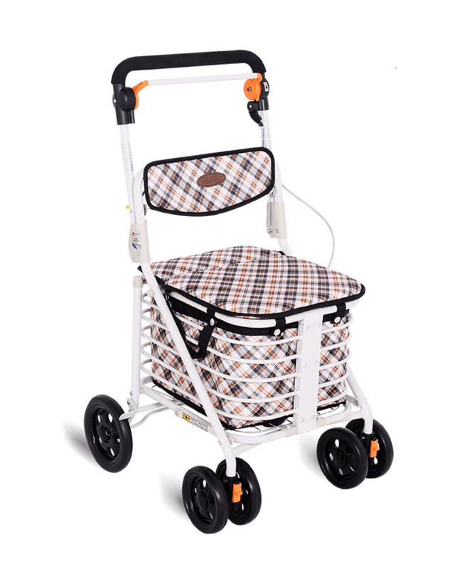 シルバーカー 座れる四輪チェック柄買い物カート