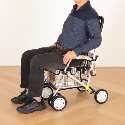 シルバーカー 四輪座面付き折りたたみ式シルバーカー