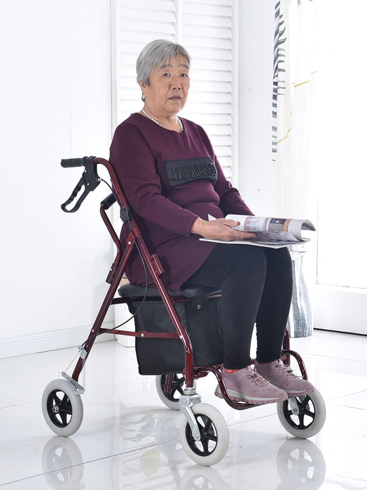 シルバーカー 座れる四輪歩行補助車収納袋付き