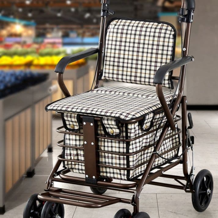 シルバーカー 座れる折りたたみ式四輪シルバーカー